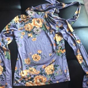 Zara floral purple turtleneck